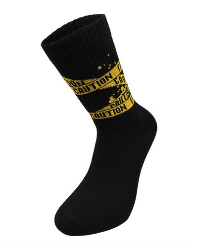 Erkek Caution Desenli Fitilli Çorap Siyah