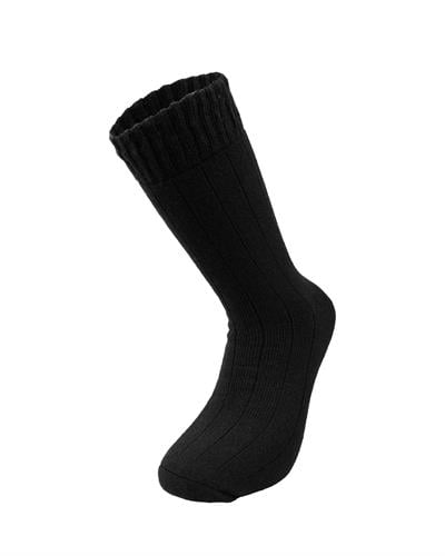 Erkek Yün Havlu Lambswool Çorap Siyah