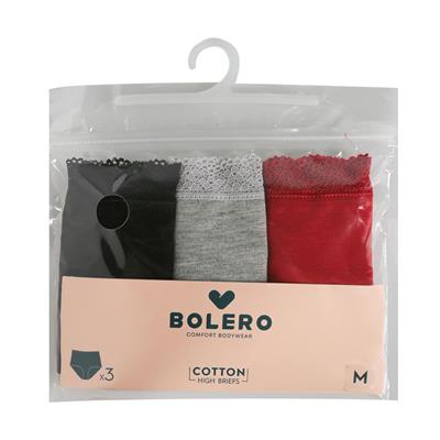 Kadın Dantelli 3lü Yüksel Bel Külot Siyah Gri Kırmızı