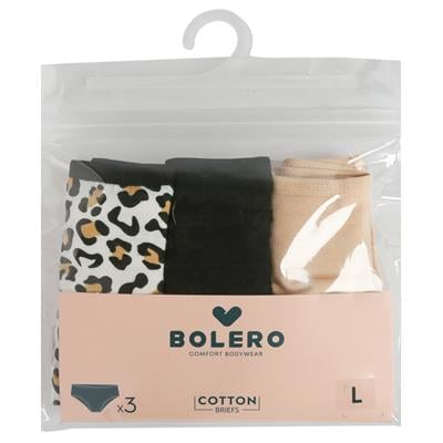 Kadın 3lü Pamuk Slip Külot Düz ve Leopar Desenli