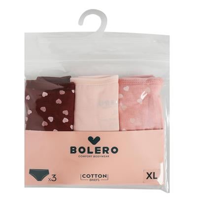 Kadın 3lü Pamuk Slip Külot Kalp Desenli