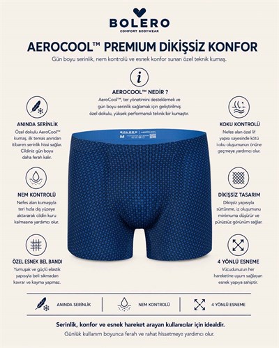 Erkek Aerocool Dikişsiz Boxer Lacivert Baskılı