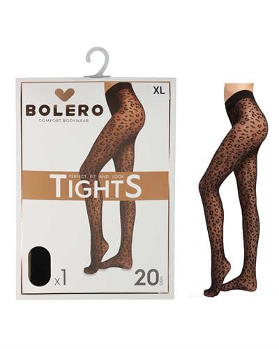 Kadın 20 Den Leopar Desen Külotlu Çorap Siyah