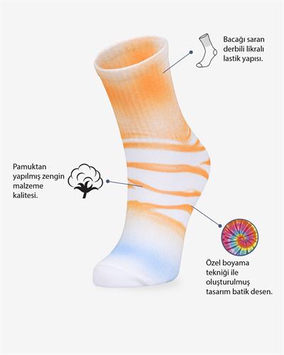 Kadın Batik Boyama Desen Çorap Turuncu