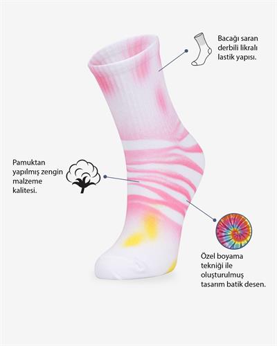 Kadın Batik Boyama Desen Çorap Pembe
