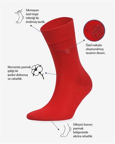 Bordo Renkli Düz Merserize Çorap