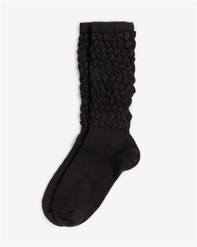Kadın Büzgülü Bot Çorabı Siyah