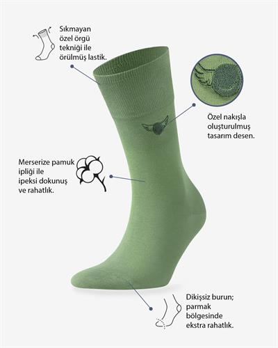 Çağla Yeşili Renkli Düz Merserize Çorap