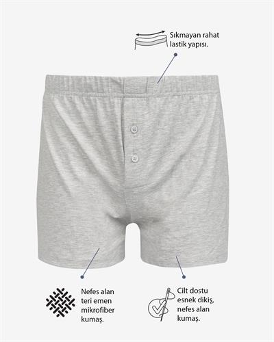 Erkek Düğmeli Boxer Gri