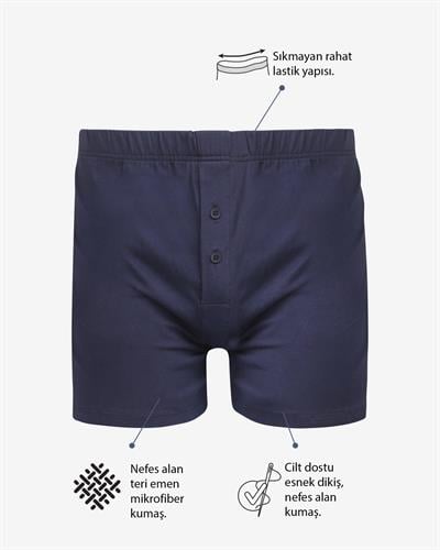 Erkek Düğmeli Boxer Lacivert