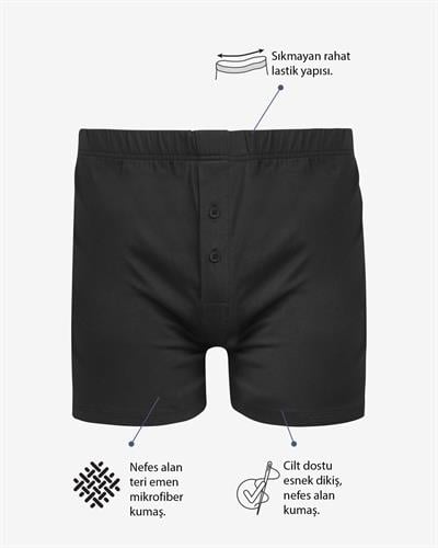 Erkek Düğmeli Boxer Siyah