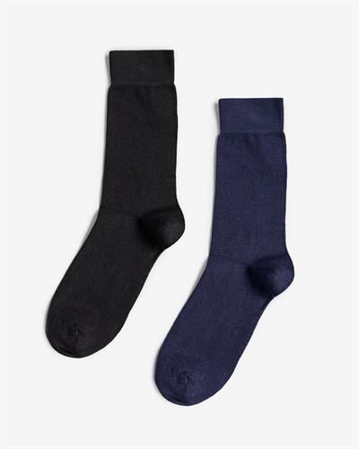 Erkek Organik 2li Çorap Siyah Lacivert
