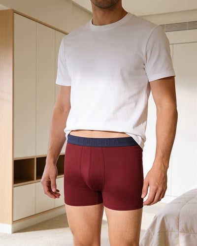 Erkek 3lü Pamuklu Boxer Bordo Gri Lacivert