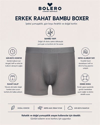 Erkek Bambu Boxer Füme 
