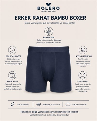 Erkek Bambu Boxer Lacivert