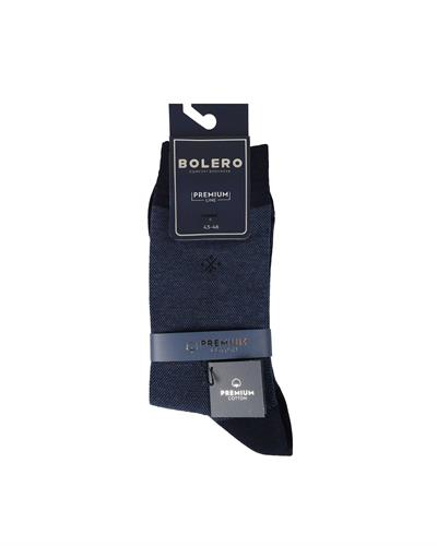 Erkek Premium Dikişsiz Pamuk Çorap Lacivert Jakar Kare Desen