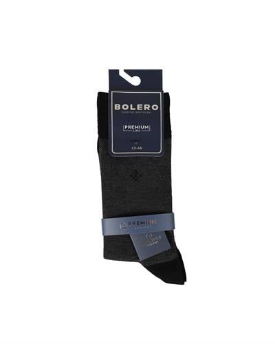 Erkek Premium Dikişsiz Pamuk Çorap Siyah Jakar Kare Desen