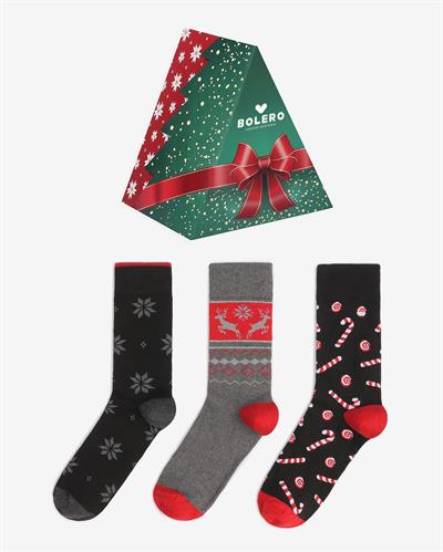 Erkek Hediyelik 3lü Yılbaşı Çorap Kutulu