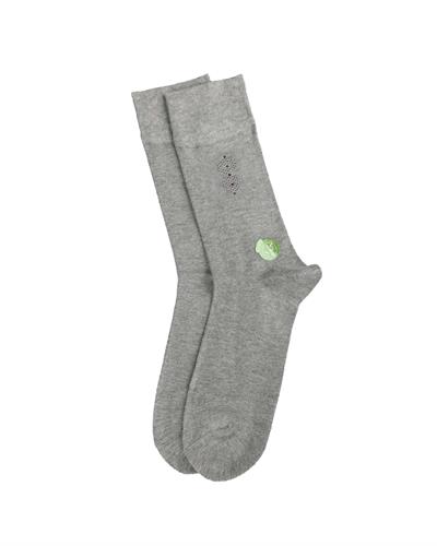 Erkek Premium Dikişsiz Bambu Çorap Gri Noktalı Kare Desen