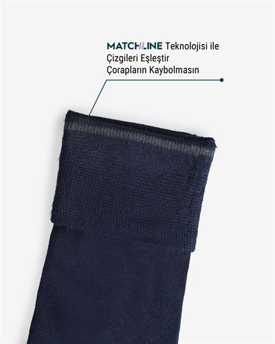 Erkek Premium Dikişsiz Bambu Çorap Lacivert Çizgi Desen