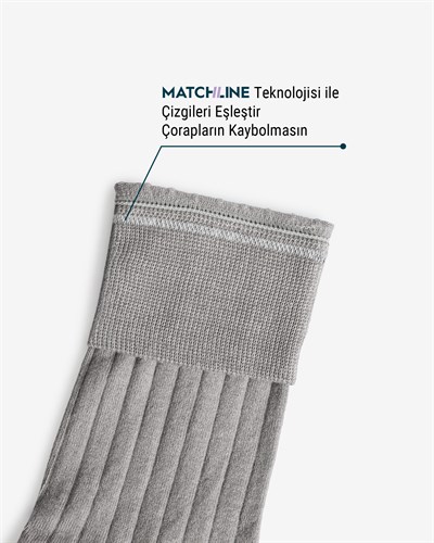 Erkek Premium Dikişsiz Merserize Çorap Gri