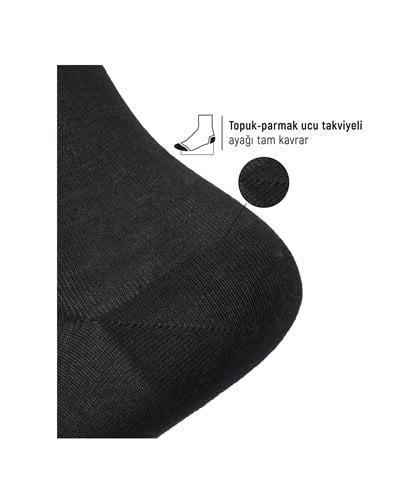Erkek Premium Dikişsiz Roll Top Lastiksiz 12li Bambu Çorap Siyah