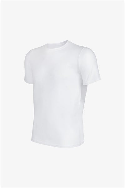 Erkek Premium Lyocell Rahat Kalıp Bisiklet Yaka T-shirt Beyaz