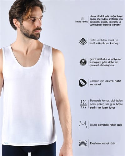 Erkek Premium Micromodal Atlet Beyaz