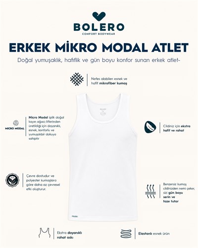 Erkek Premium Micromodal Atlet Beyaz