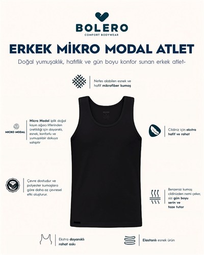 Erkek Premium Micromodal Atlet Siyah
