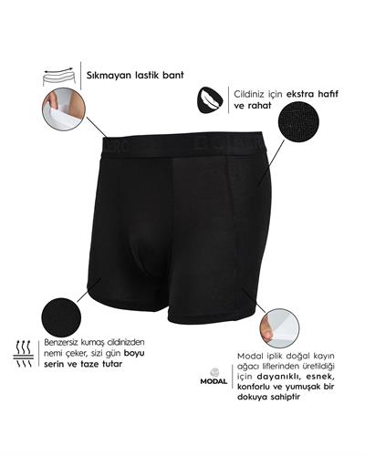 Erkek Premium Micromodal Boxer Siyah
