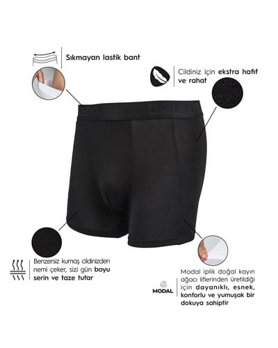 Erkek Premium Micromodal Boxer Siyah