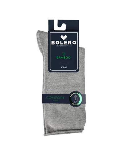 Erkek Premium Roll Top Lastiksiz Dikişsiz Bambu Çorap Gri