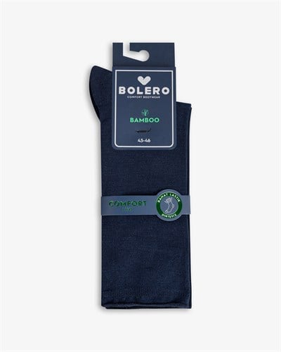 Erkek Premium Roll Top Lastiksiz Dikişsiz Bambu Çorap Lacivert
