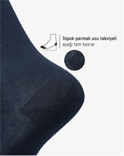 Erkek Premium Roll Top Lastiksiz Dikişsiz Bambu Çorap Lacivert