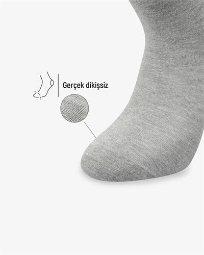 Erkek Premium Roll Top Lastiksiz Dikişsiz Bambu Çorap Gri