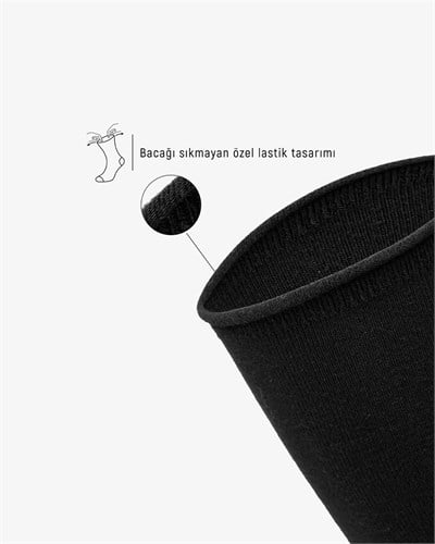 Erkek Premium Roll Top Lastiksiz Dikişsiz Bambu Çorap Siyah