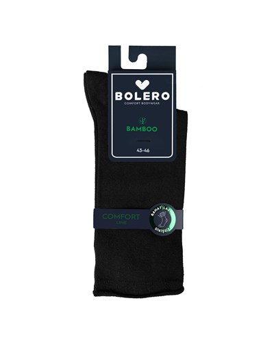 Erkek Premium Roll Top Lastiksiz Dikişsiz Bambu Çorap Siyah