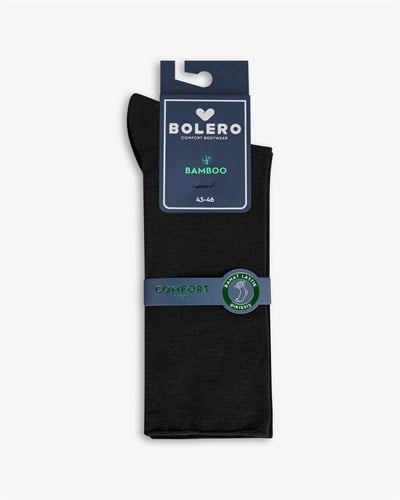 Erkek Premium Roll Top Lastiksiz Dikişsiz Bambu Çorap Siyah