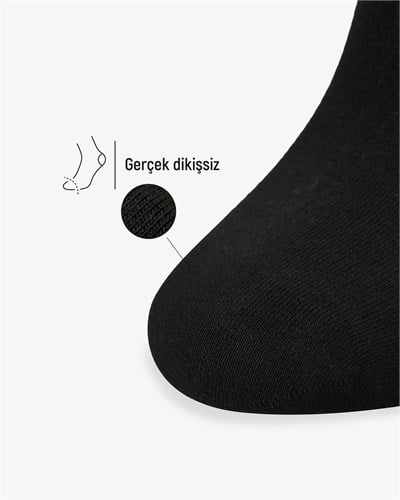 Erkek Premium Roll Top Lastiksiz Dikişsiz Bambu Çorap Siyah