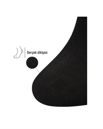 Erkek Premium Roll Top Lastiksiz Dikişsiz Bambu Çorap Siyah