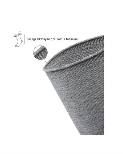 Erkek Premium Roll Top Lastiksiz Dikişsiz Bambu Çorap Gri