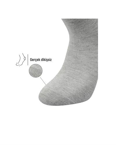 Erkek Premium Roll Top Lastiksiz Dikişsiz Bambu Çorap Gri