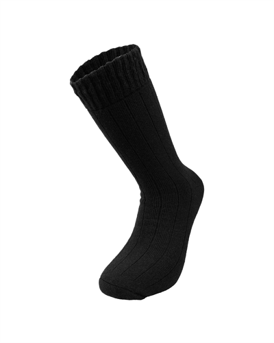 Erkek Yün Havlu Lambswool Çorap Siyah