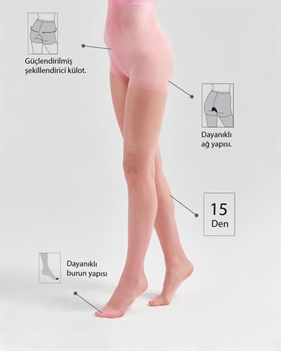 Kadın Fit 15 Külotlu Çorap Pembe