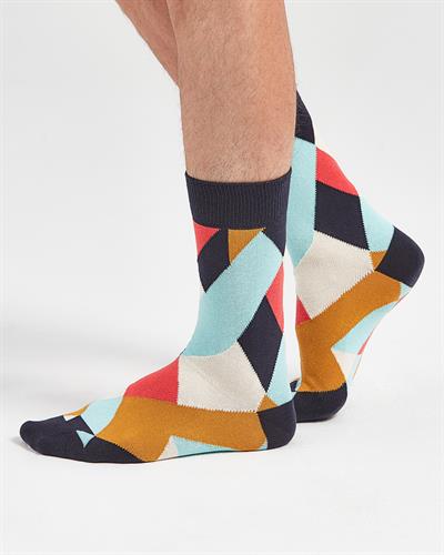 Geometric Retro Desenli Çorap