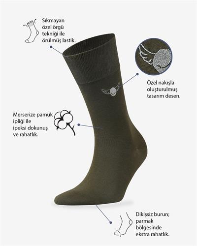 Haki Renkli Düz Merserize Çorap