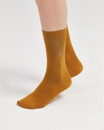 Hardal Renkli Düz Merserize Çorap