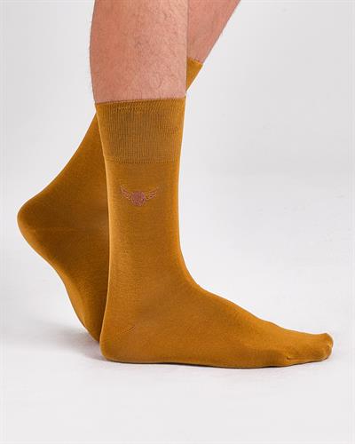 Hardal Renkli Düz Merserize Çorap