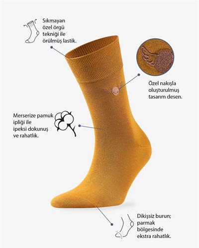 Hardal Renkli Düz Merserize Çorap